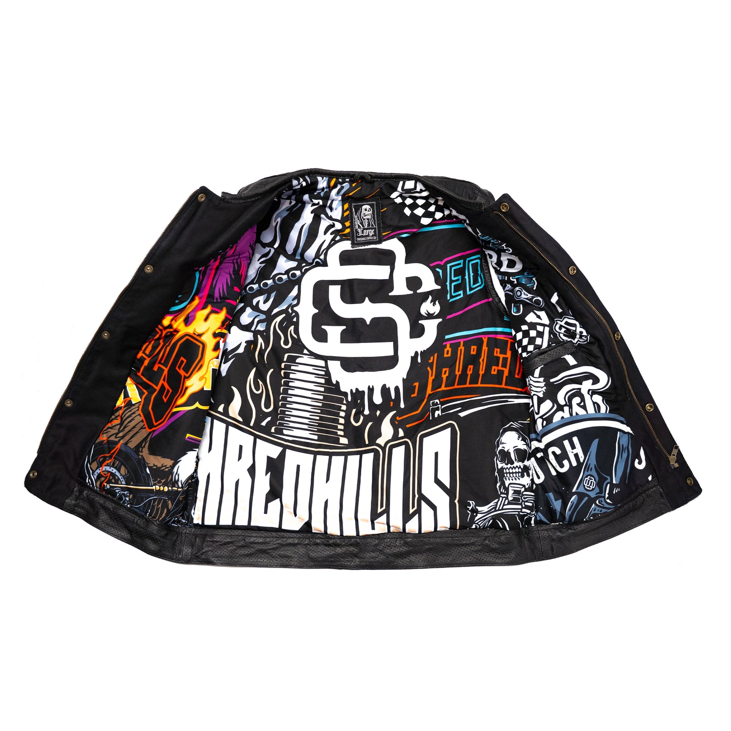 Killa Black Perfored Leather - Motorcycle Vests - Shredhills