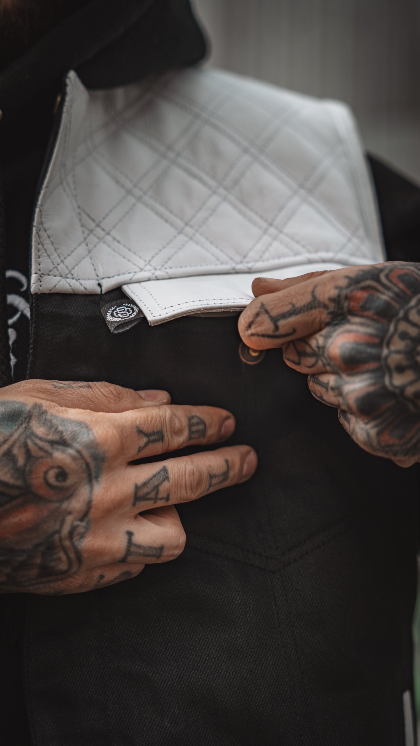Killa White Leather - Motorcycle Vests - Shredhills