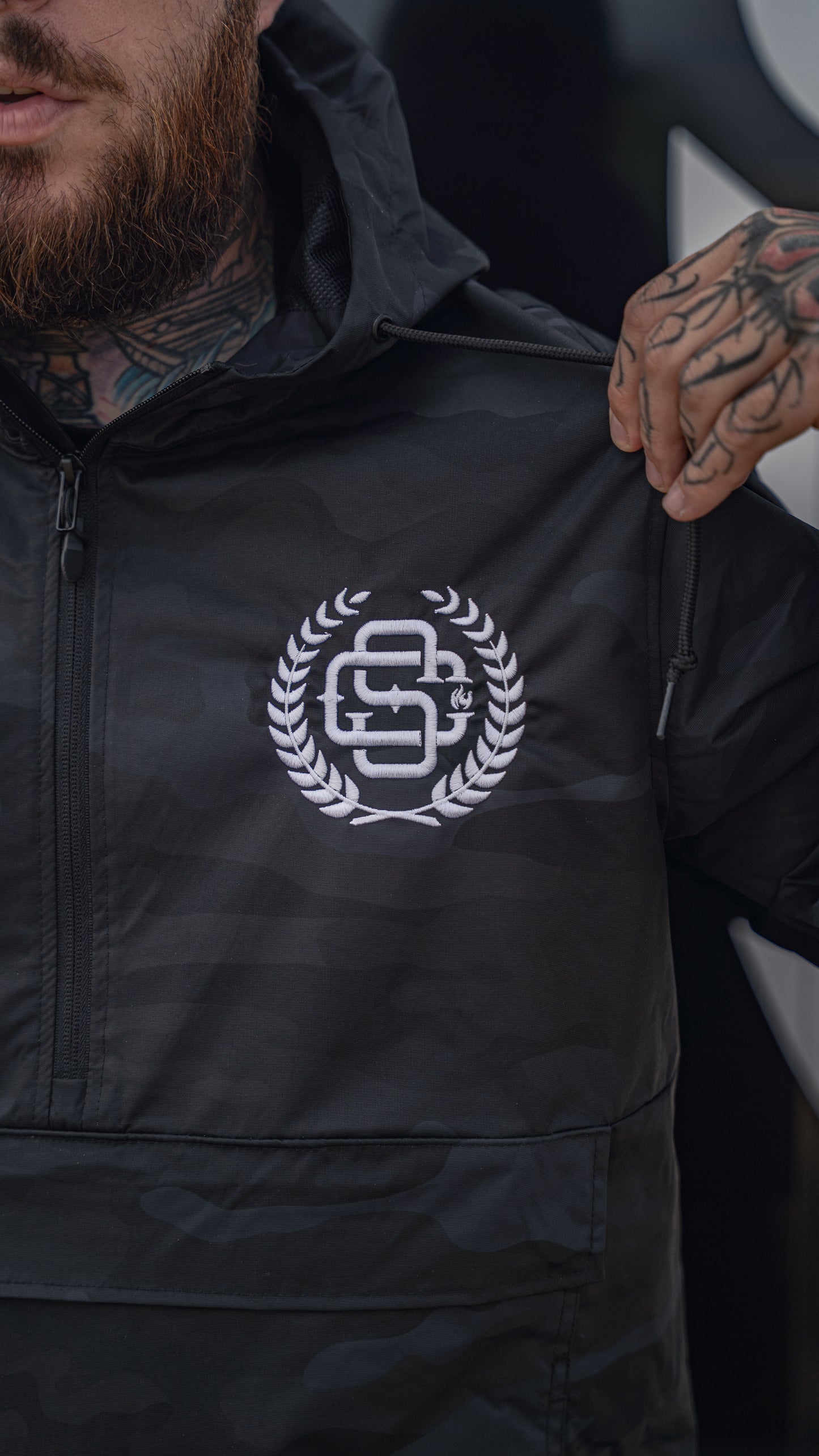 Shred Black Camo Embroidery - Windbreaker