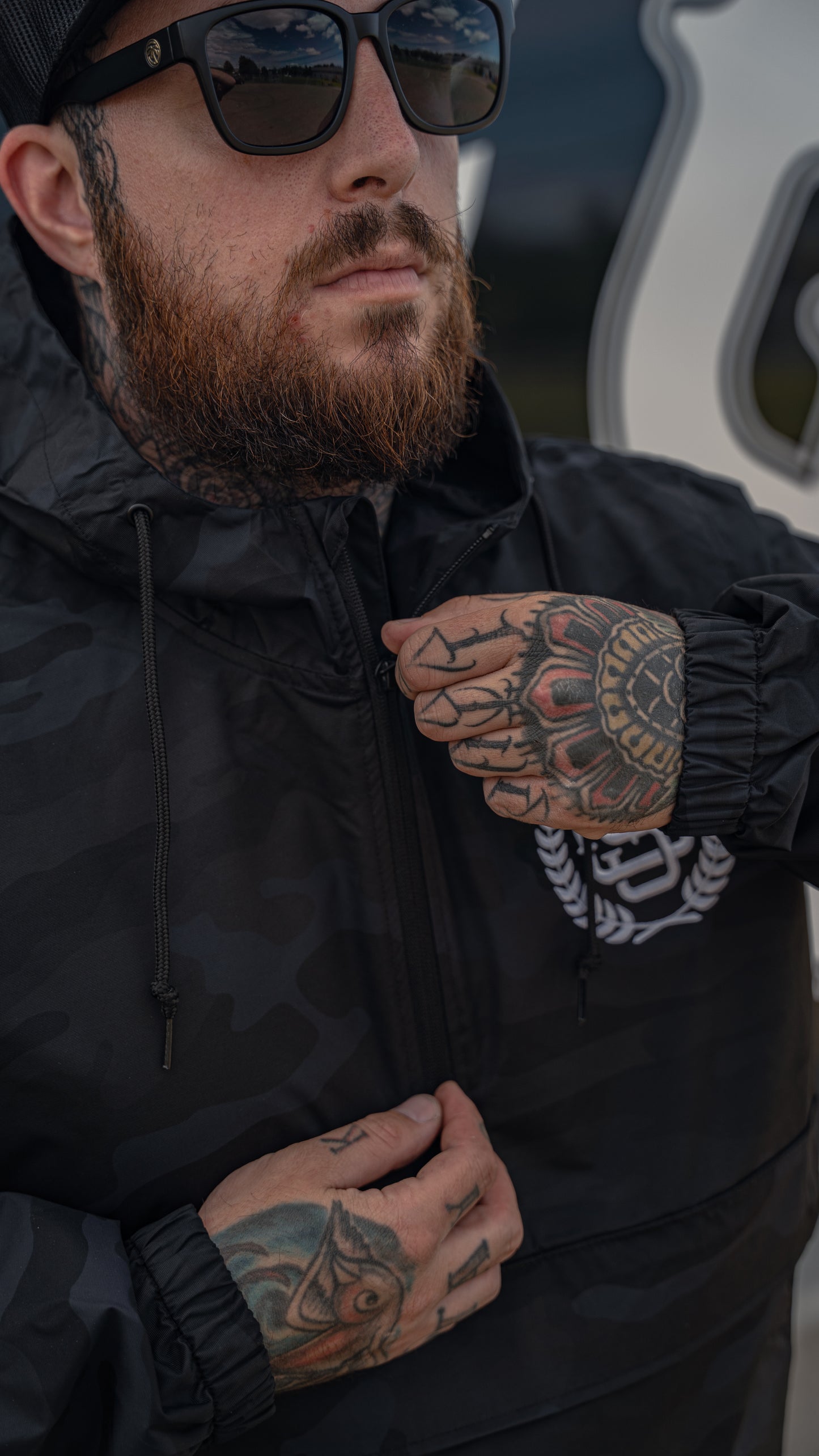 Shred Black Camo Embroidery - Windbreaker