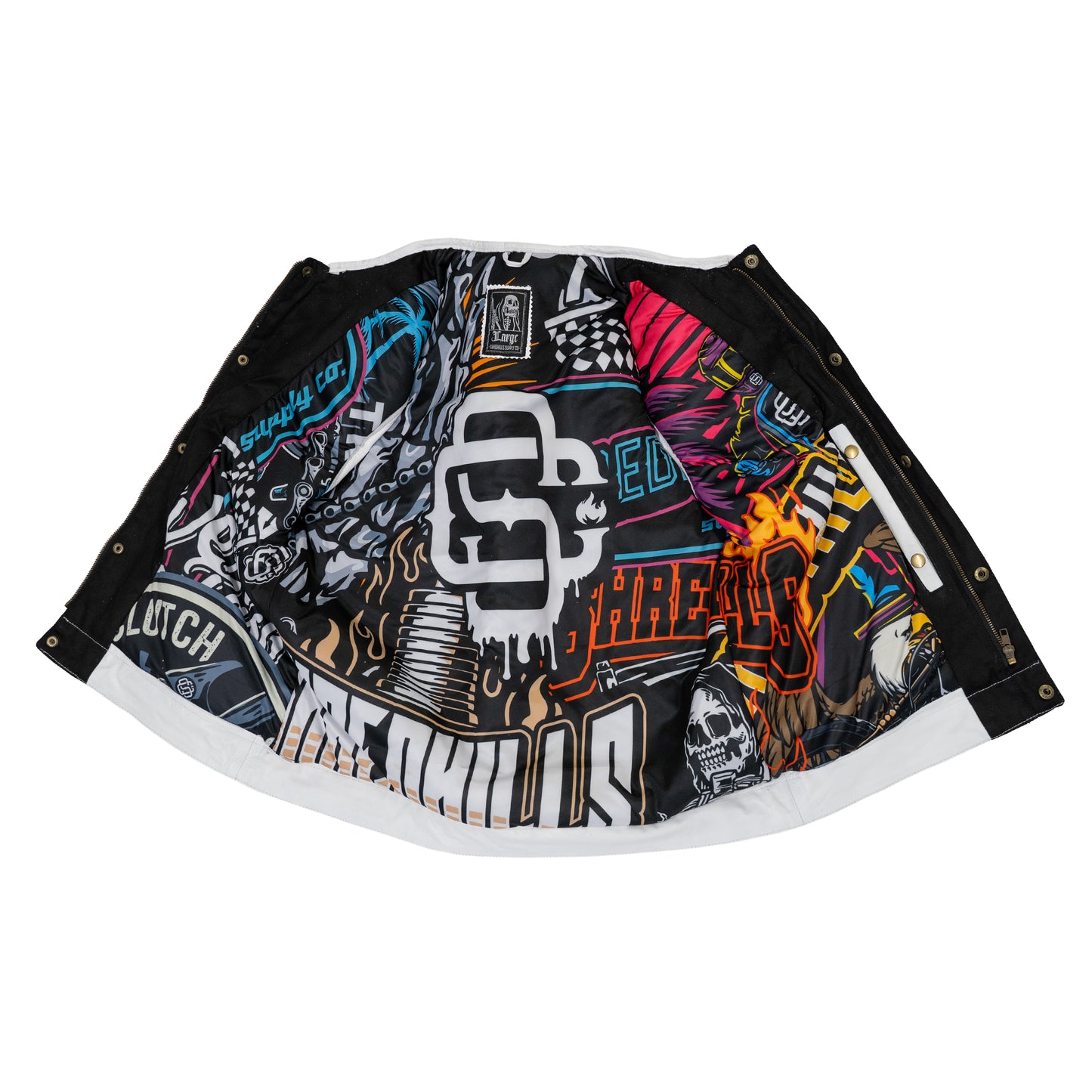 (FINAL SALE) White Leather Denim Vests - Double Diamond Cut - Shredhills