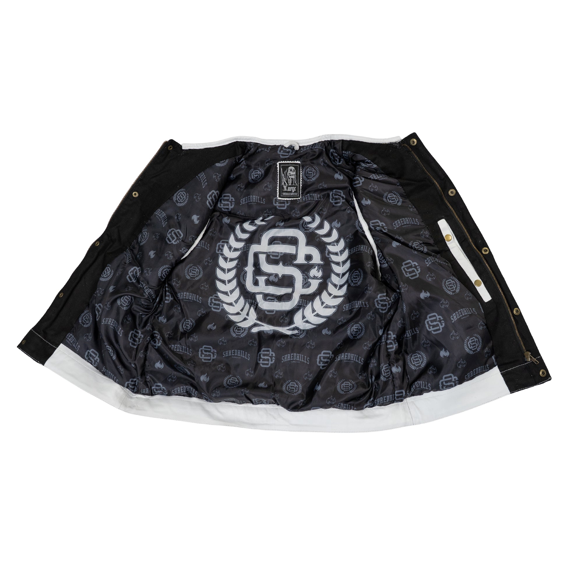 (FINAL SALE) White Leather Denim Vests - Single Diamond Cut - Shredhills