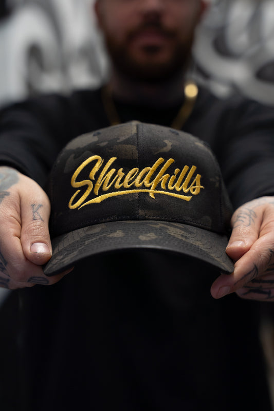 Calligraphy Gold - Black Camo Caps - Shredhills
