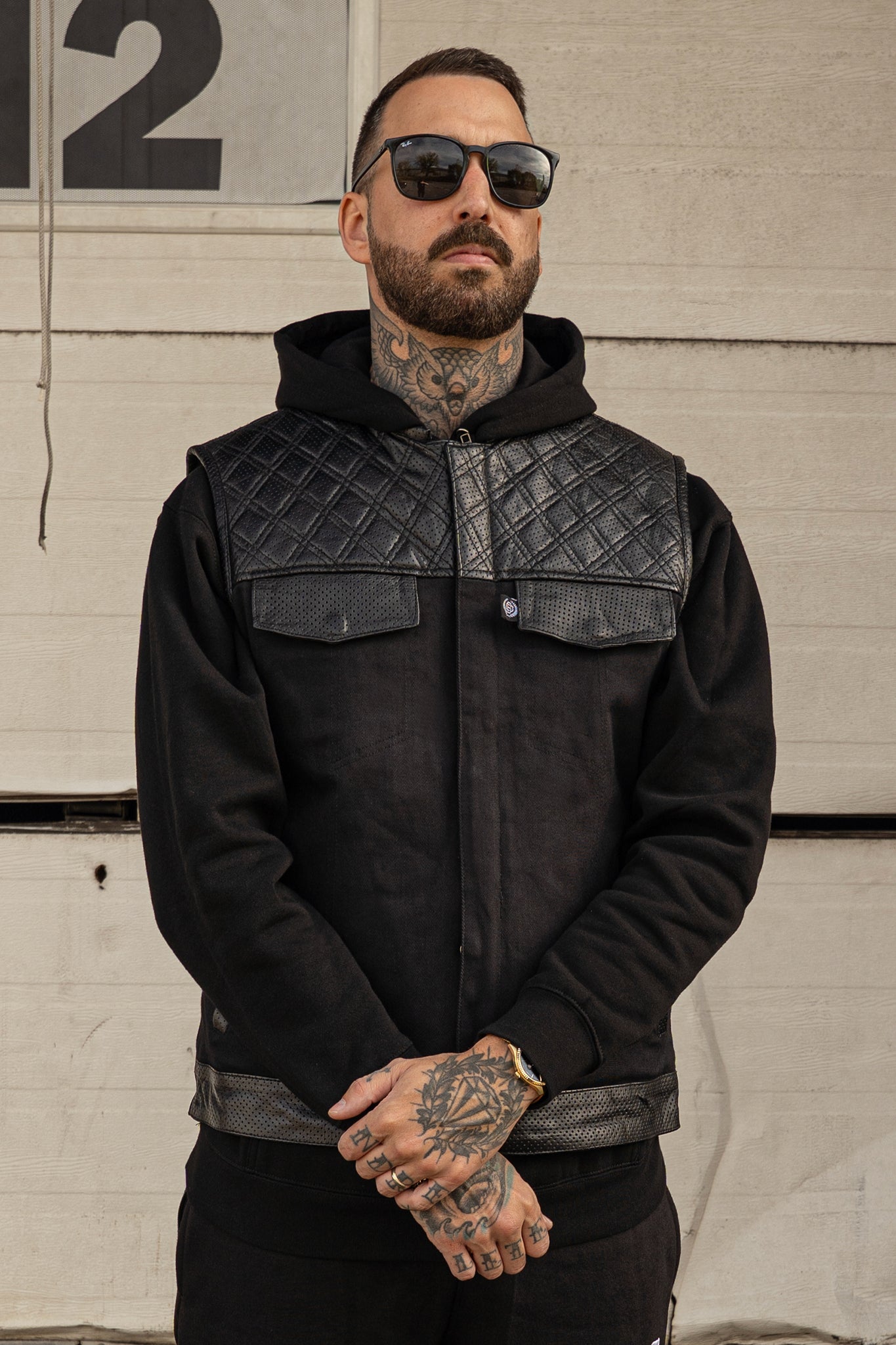 Killa Black Perfored Leather - Motorcycle Vests