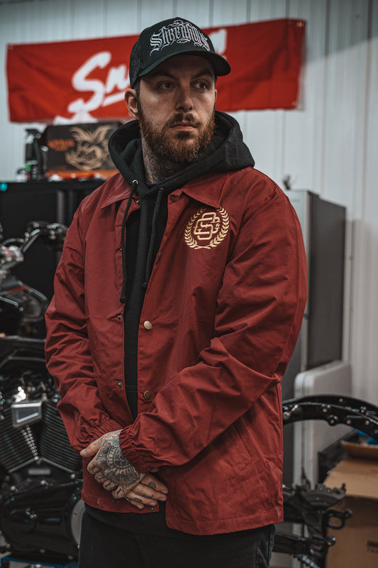 Og Embroidery - Coach Jacket Burgundy - Shredhills