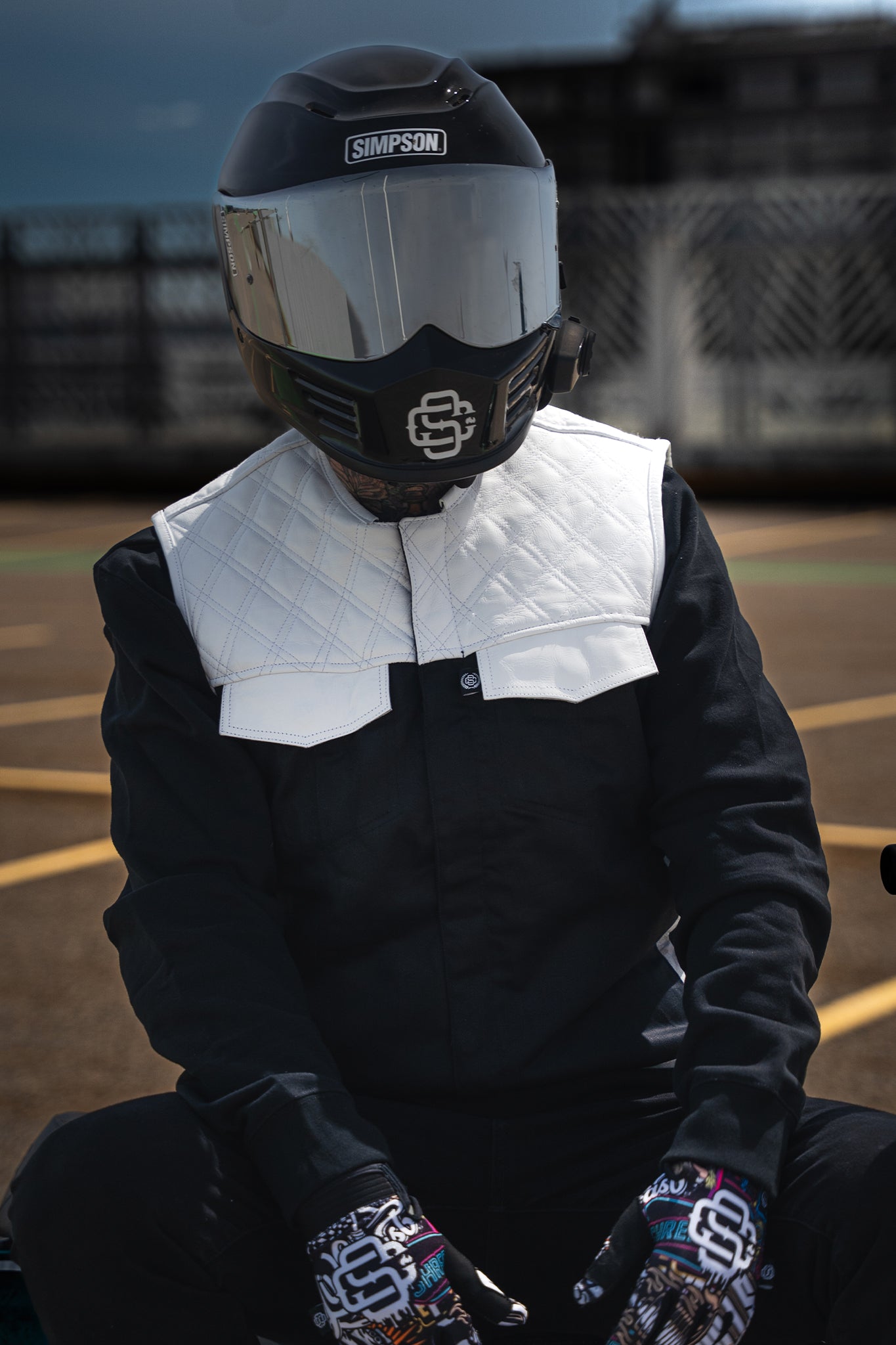 Killa White Leather - Motorcycle Vests - Shredhills