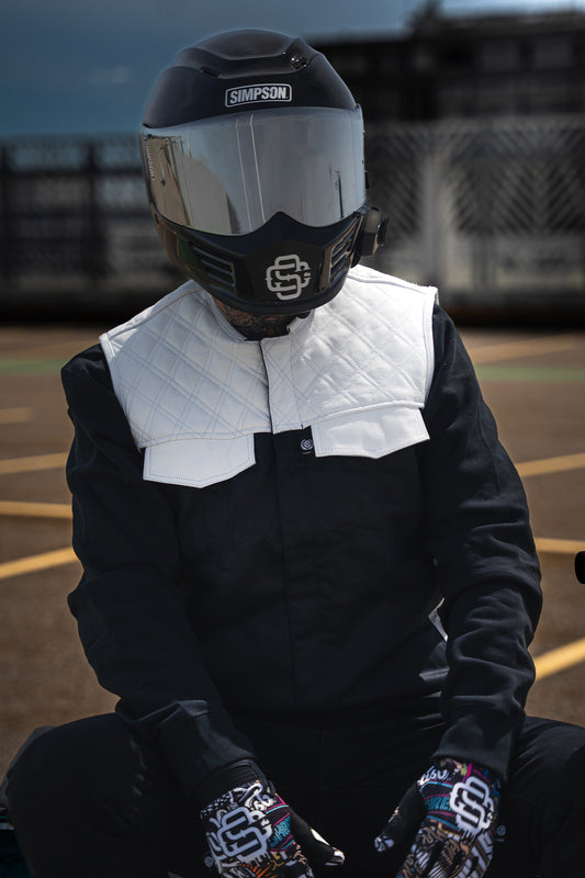 Killa White Leather - Motorcycle Vests - Shredhills